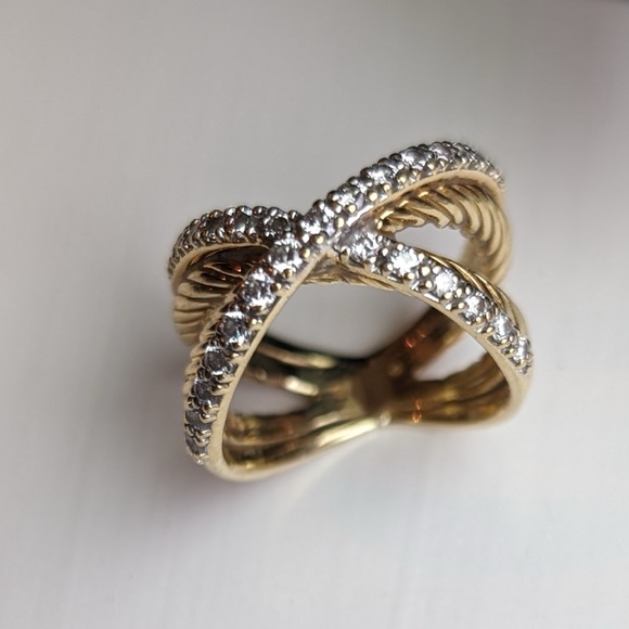David Yurman 18K Gold Diamond X ring - Picture 9 of 13